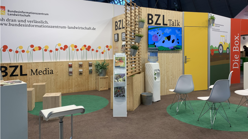 Aufgebauter BZL-Messestand auf einer Messe