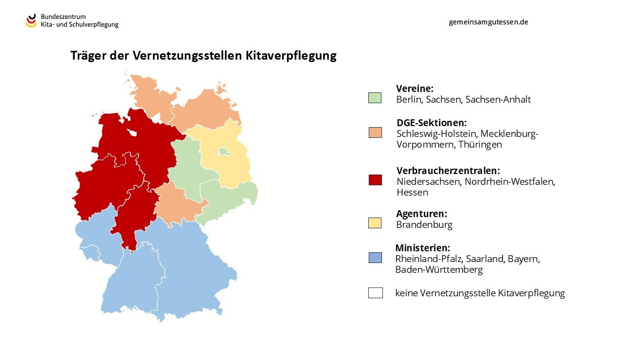 Deutschlandkarte mit den Vernetzungsstellen Kitaverpflegung