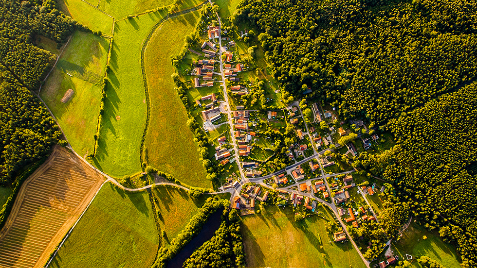 Luftaufnahme einer ländlichen Region